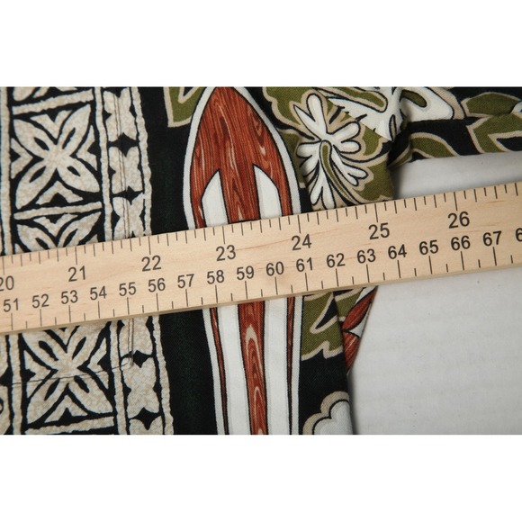 Hilo Hattie Hawaiian Original Shirt Mens XL Green Black Surfboard Floral Hawaii - Picture 6 of 9